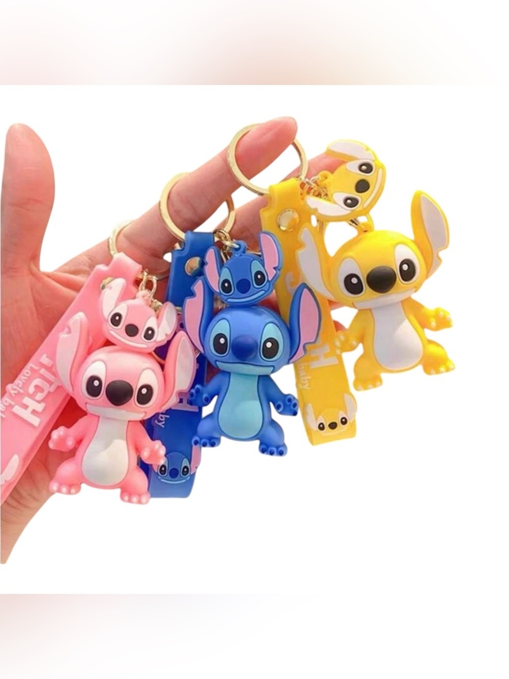 Lilo & Stitch Angel Keychain 3 Pack Set Silicon Keyring Bag Charm Accessories